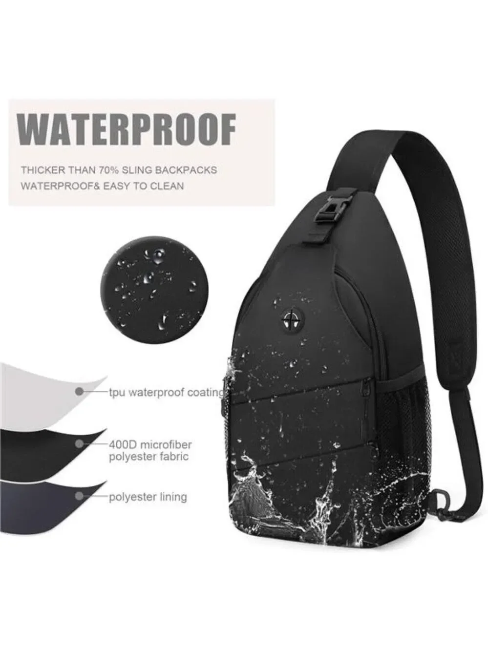 Waterproof Crossbody Bag for Men Women Travel Hiking Chest Sling Bag